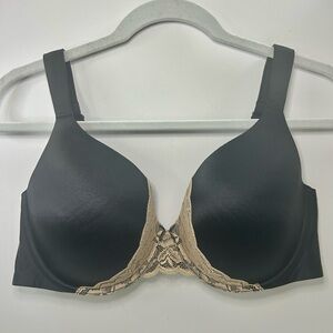 Soma Enhancing Shape Full Coverage Lace Trim Black & Tan Lace Bra 40D